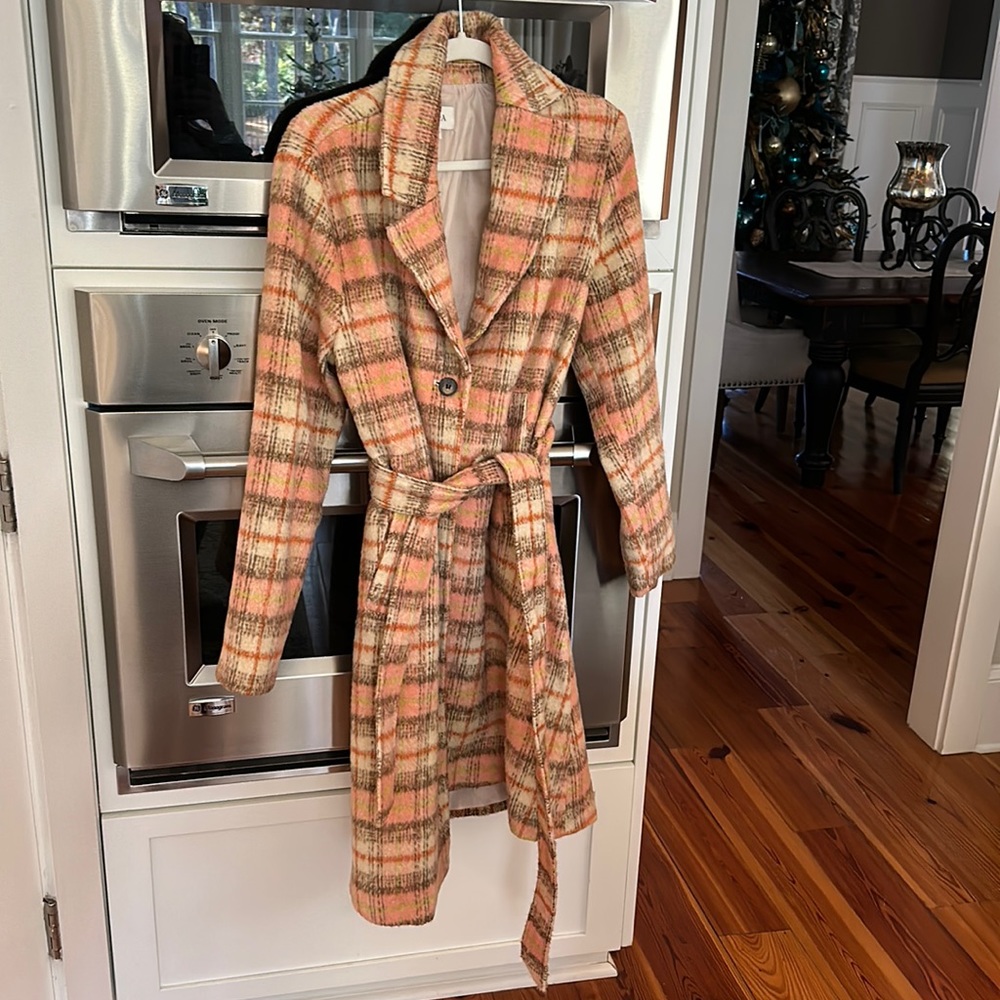 Long Plaid Trench Coat